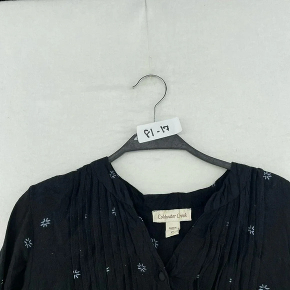 Vintage Coldwater Creek Blouse Women's Sz XS Black Southwestern Print Button Up - Picture 11 of 11